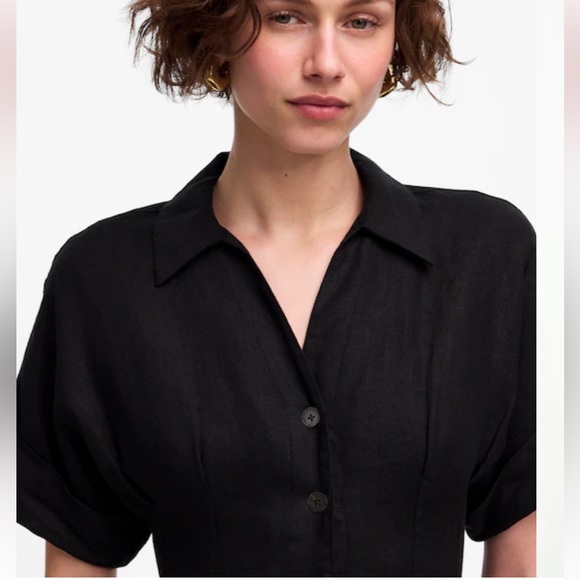 Madewell Pleated Midi Shirtdress in 100% Linen - Picture 5 of 7